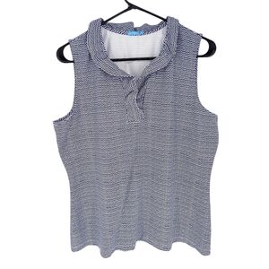 J. McLaughlin Sleeveless Striped Top Catalina Cloth Stretch Blue White